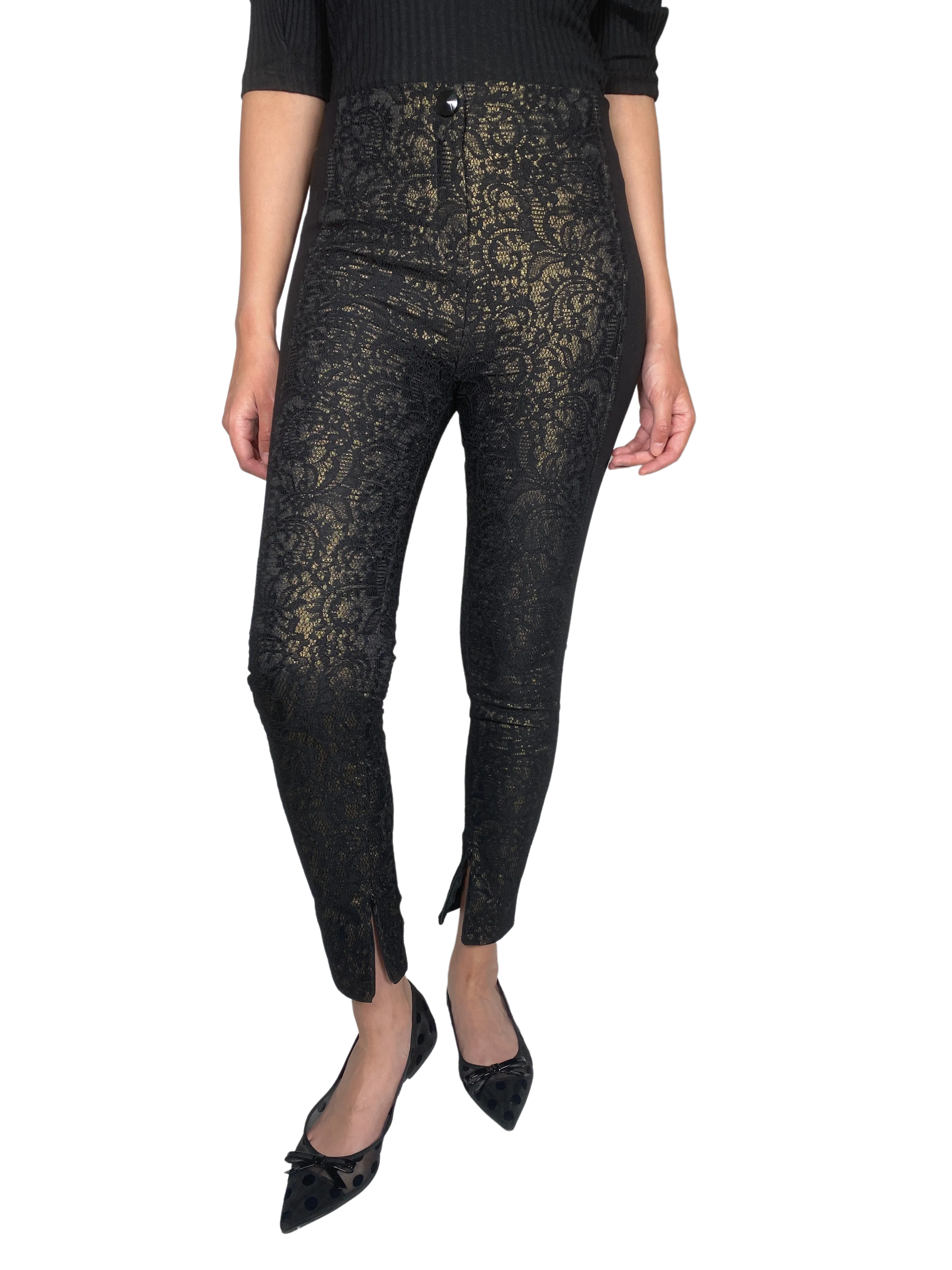 JAZMIN CHEBAR Pantalón Negro Encaje