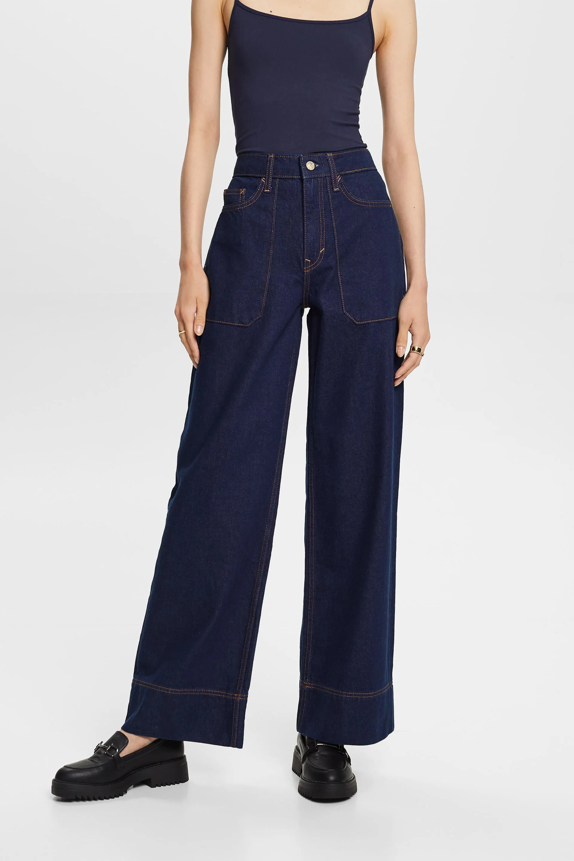 Jeans wide leg de estilo retro, 100 % algodón