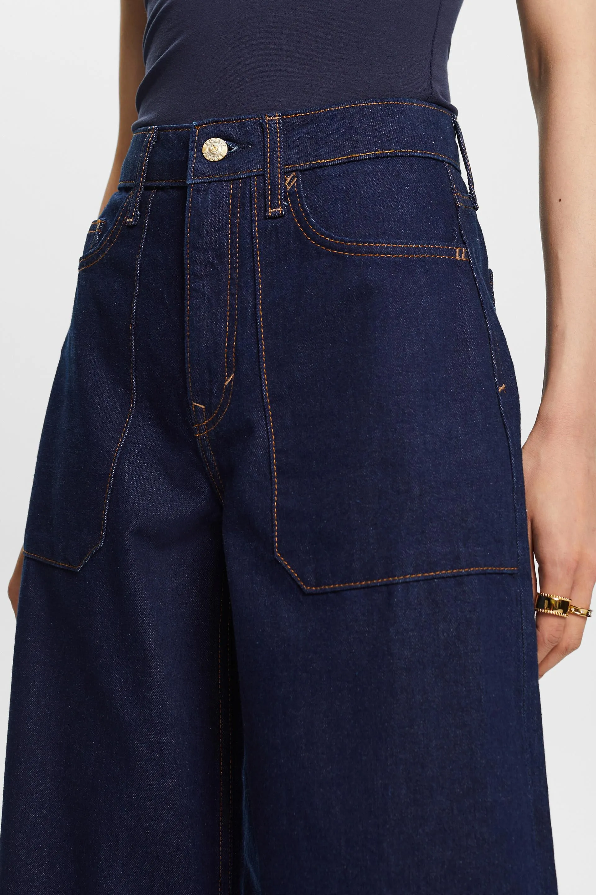 Jeans wide leg de estilo retro, 100 % algodón