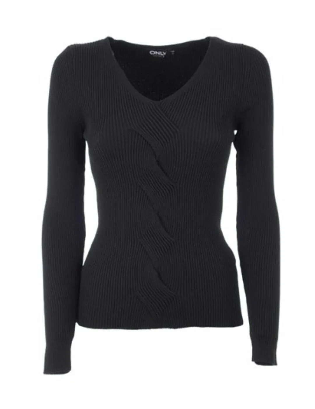 Jersey Only Sandy canalé negro manga larga de mujer