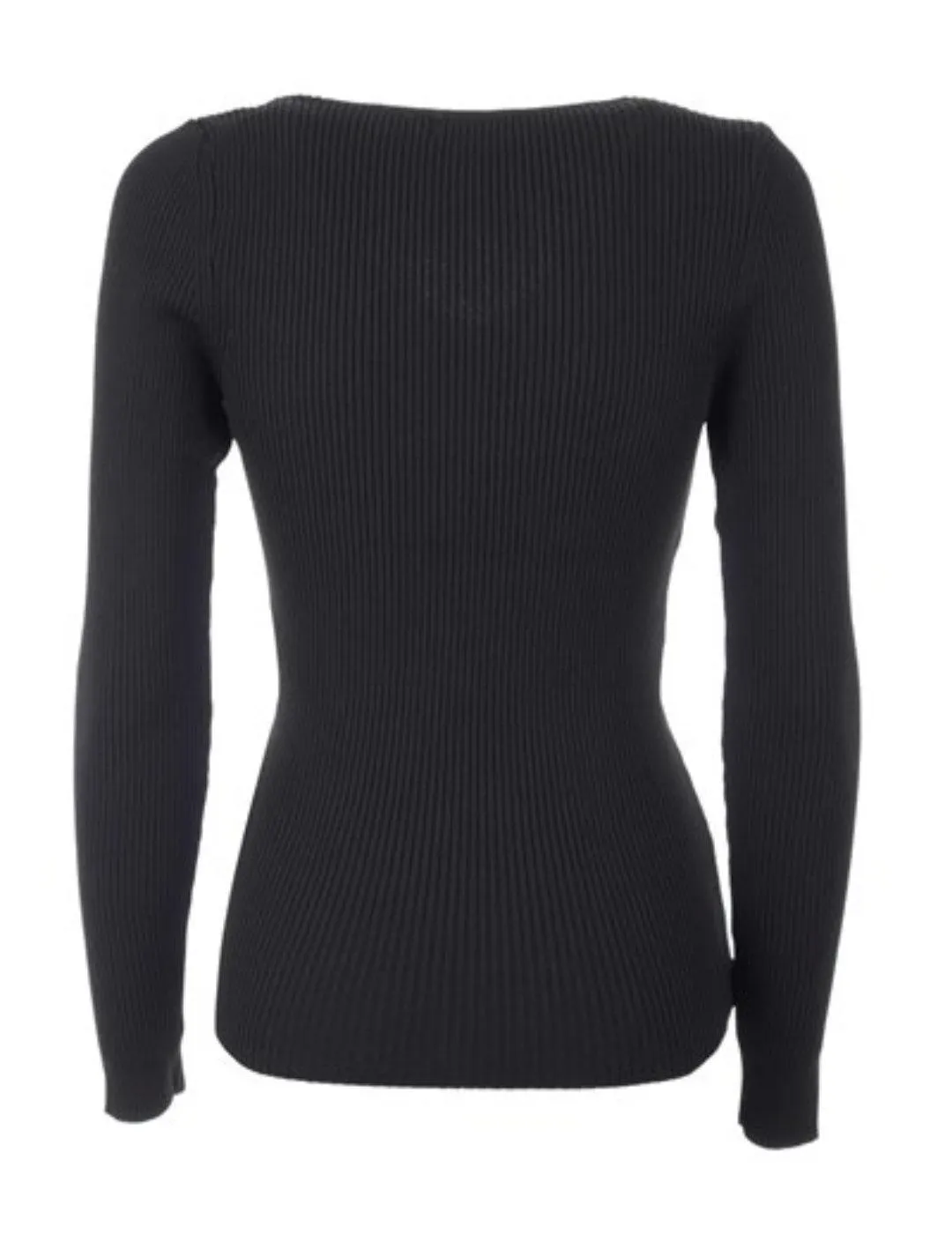 Jersey Only Sandy canalé negro manga larga de mujer