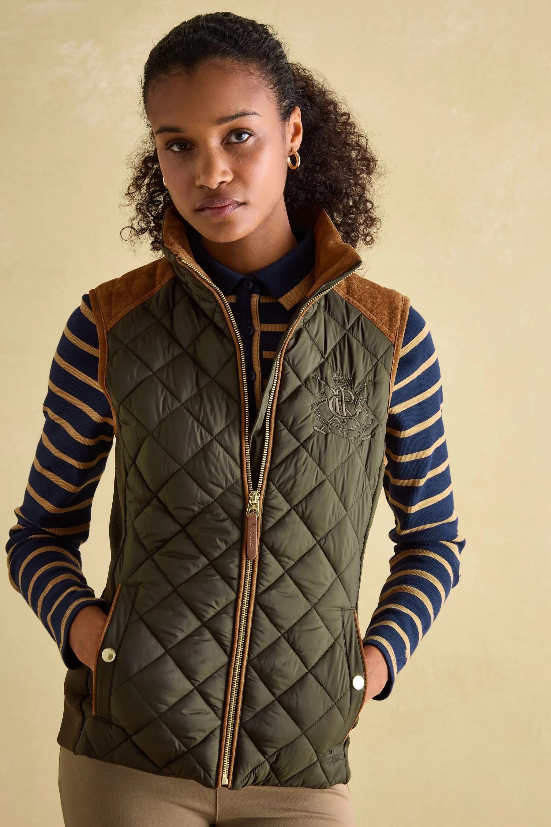 Joules Braemar Luxe Showerproof Diamond Quilted Gilet