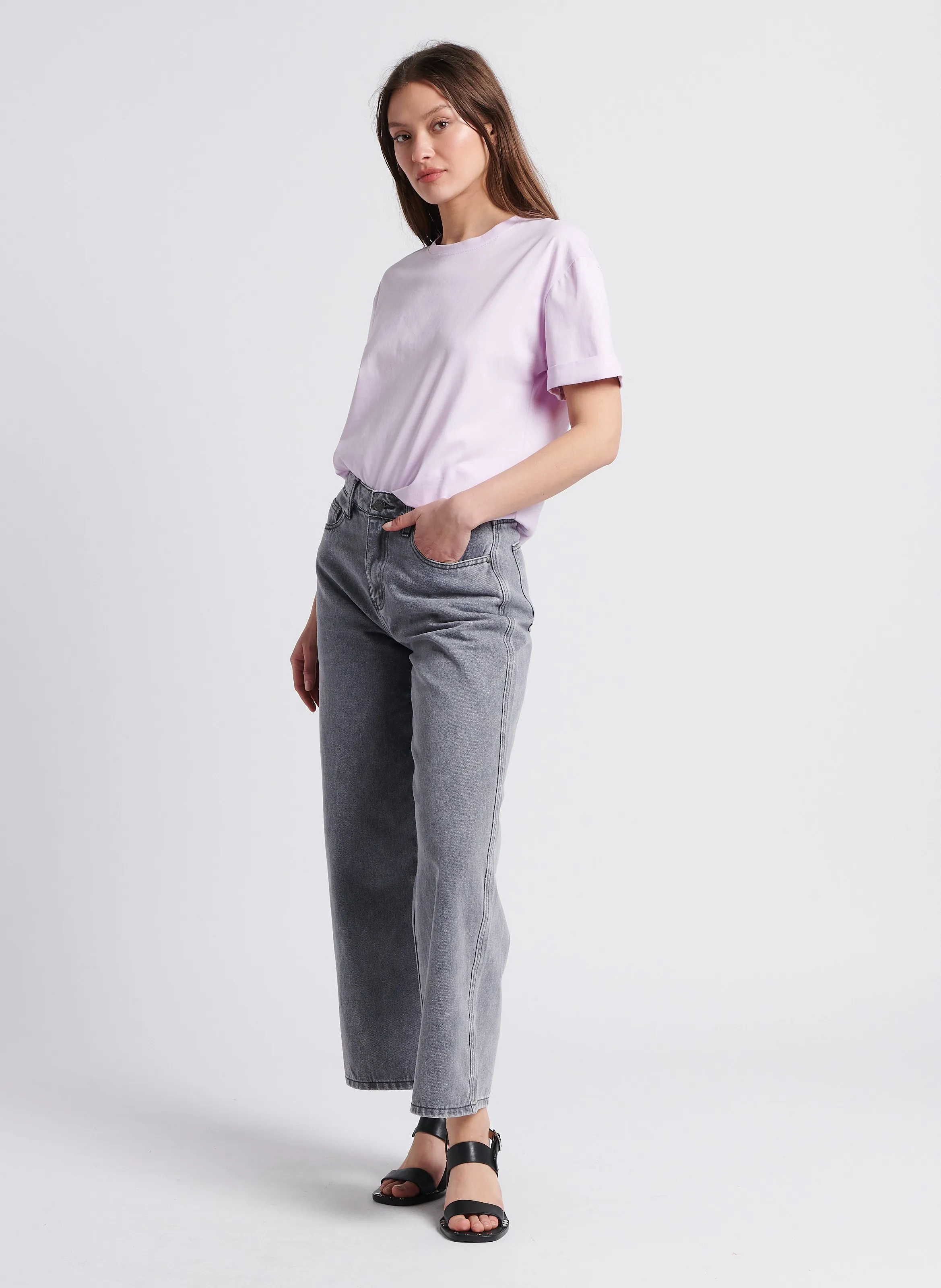 KARL MARC JOHN ADELLE  CAMISETA RECTA DE ALGODóN CON CUELLO REDONDO EN VIOLETA