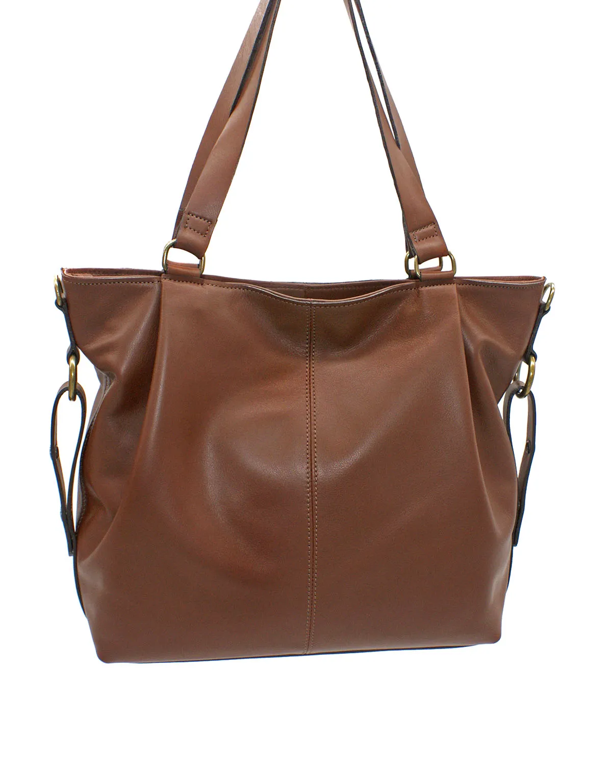 Ledertasche mit seitlichen Besätzen.