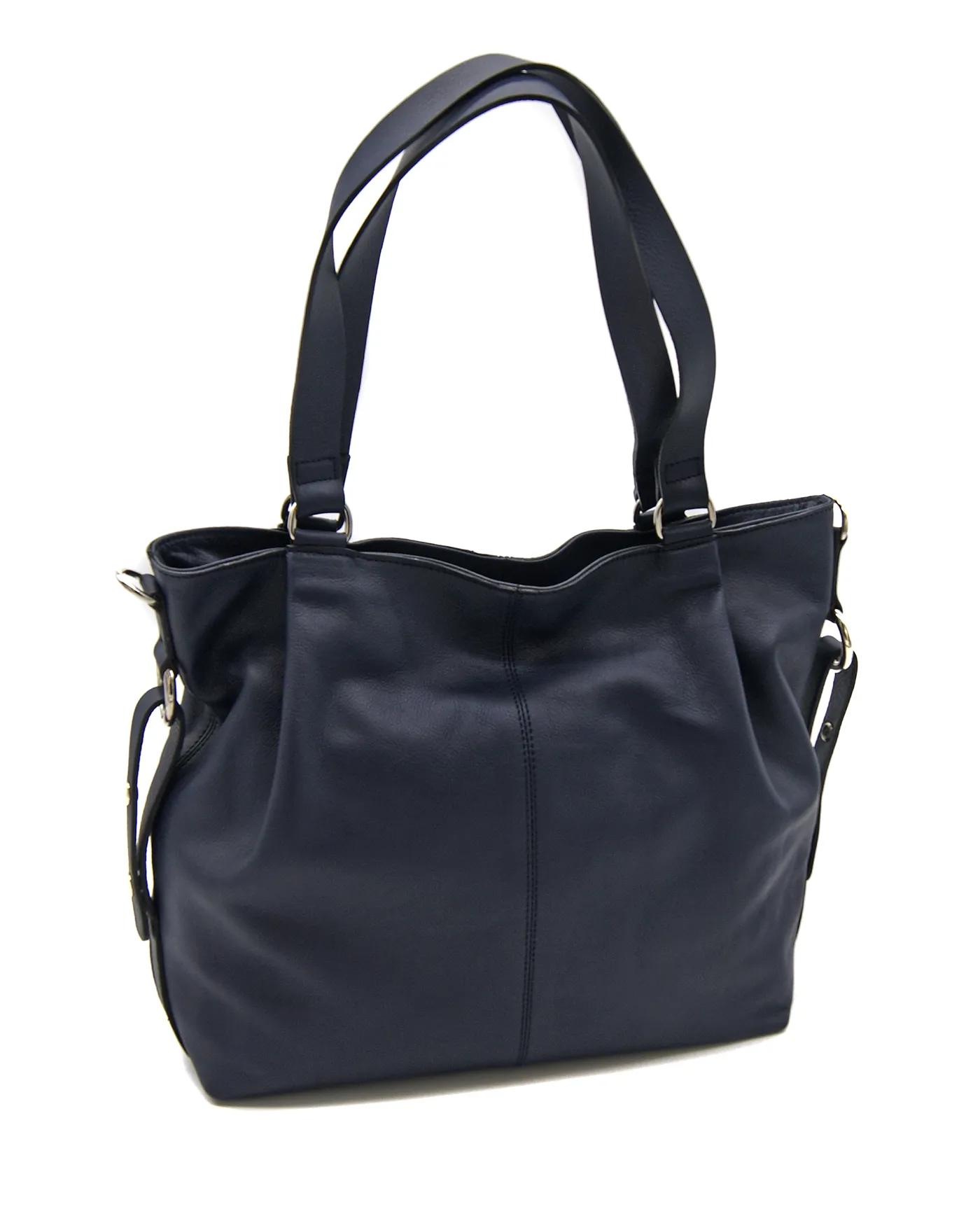 Ledertasche mit seitlichen Besätzen.