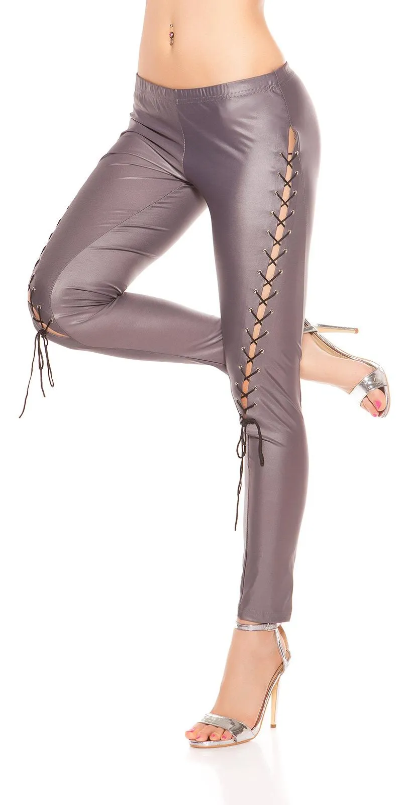 Leggings ajustados gris semi piel 