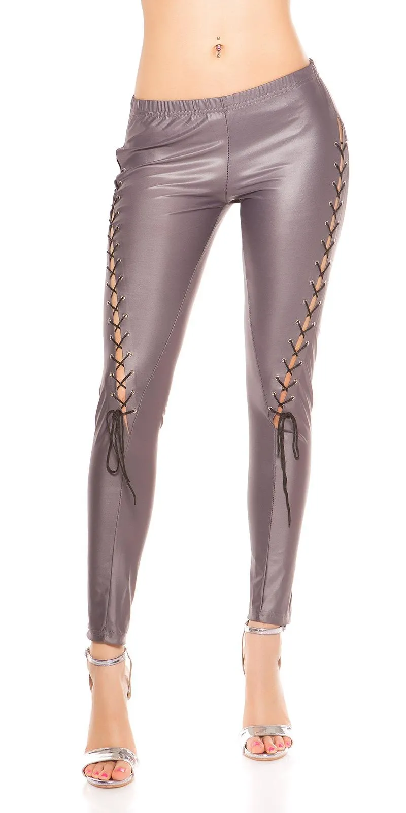 Leggings ajustados gris semi piel 