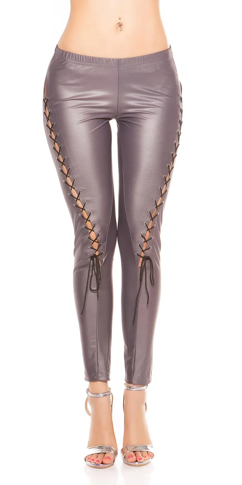 Leggings ajustados gris semi piel 