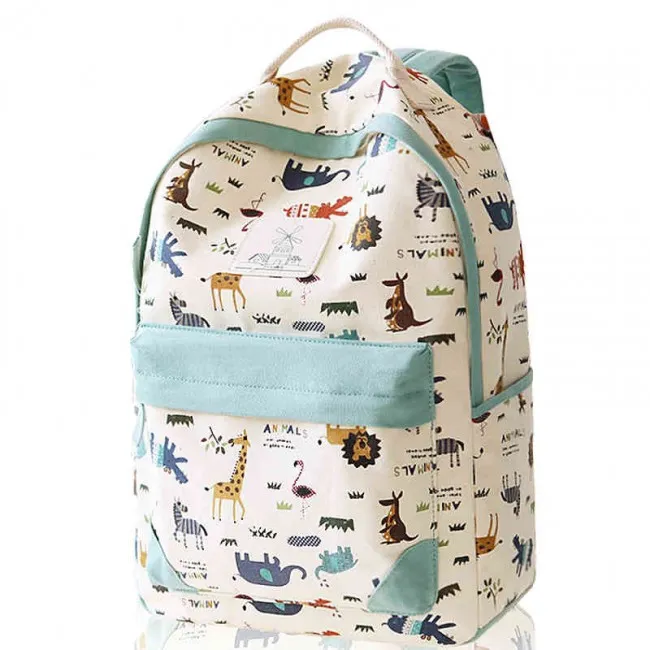Leisure Zoo High School Rucksack Animal Paradise College Canvas Backpack 