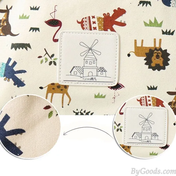 Leisure Zoo High School Rucksack Animal Paradise College Canvas Backpack 