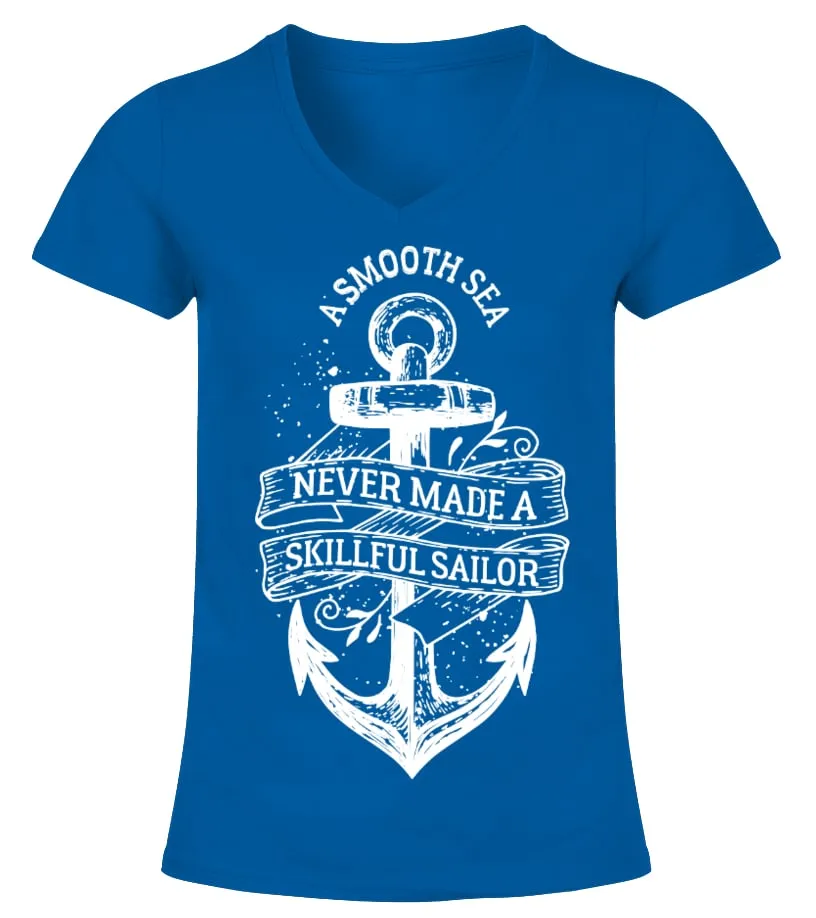 MARINES SAILOR ANCHOR QUOTE  LIMITED EDITION CAMISETA CUELLO PICO MUJER