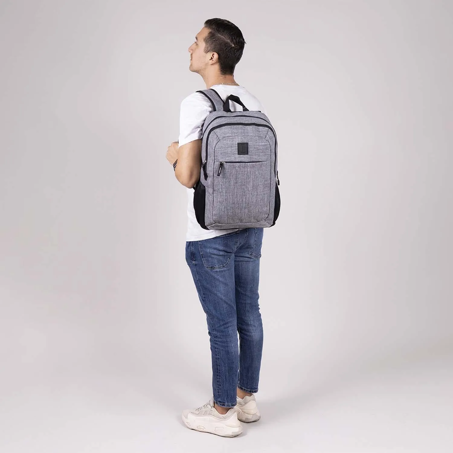 Mochila Grande 1818 Unisex Hop Gris Con Porta Laptop De Hasta 15.