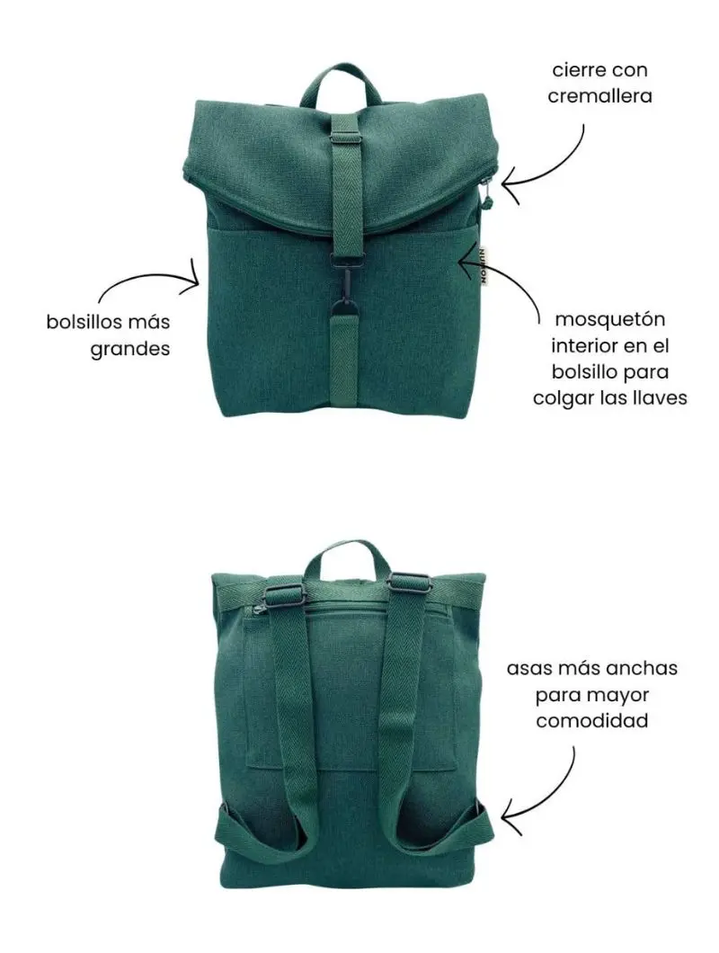 Mochila reciclada amarilla con interior retro