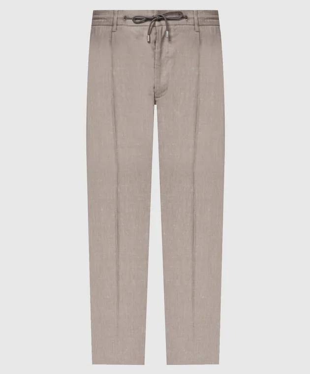 MooRER Brown pants ANTON with linen