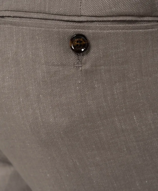 MooRER Brown pants ANTON with linen