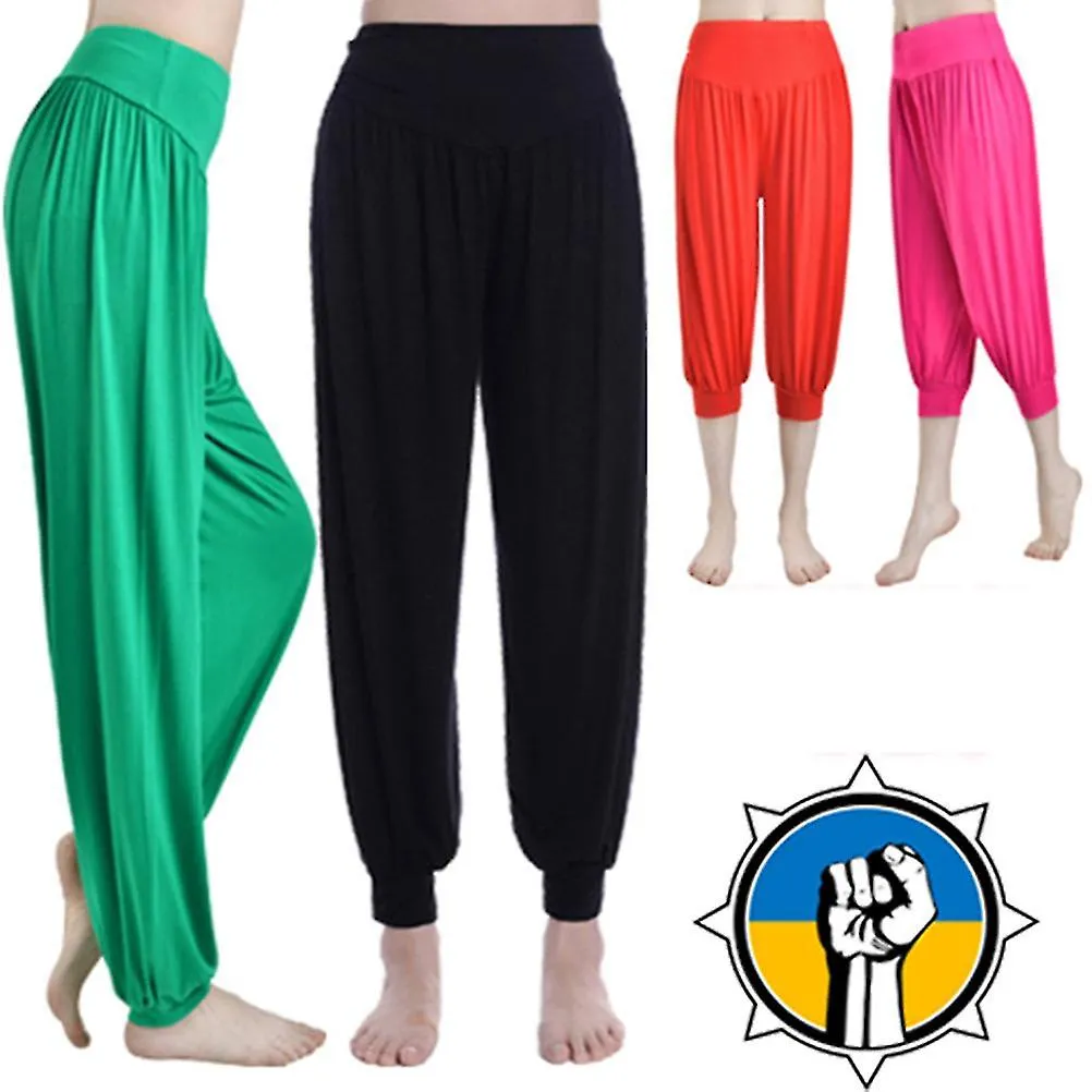 MUJER MUJER MUJER PANTALONES DE YOGA DANZA DEL VIENTRE BAGGY COMFY PANTALONES LARGOS SUELTOS  TALLA XL (NEGRO)FCY