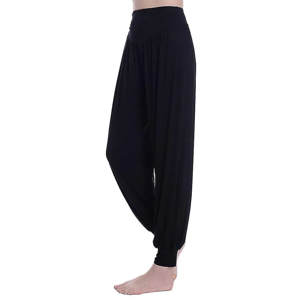 MUJER MUJER MUJER PANTALONES DE YOGA DANZA DEL VIENTRE BAGGY COMFY PANTALONES LARGOS SUELTOS  TALLA XL (NEGRO)FCY