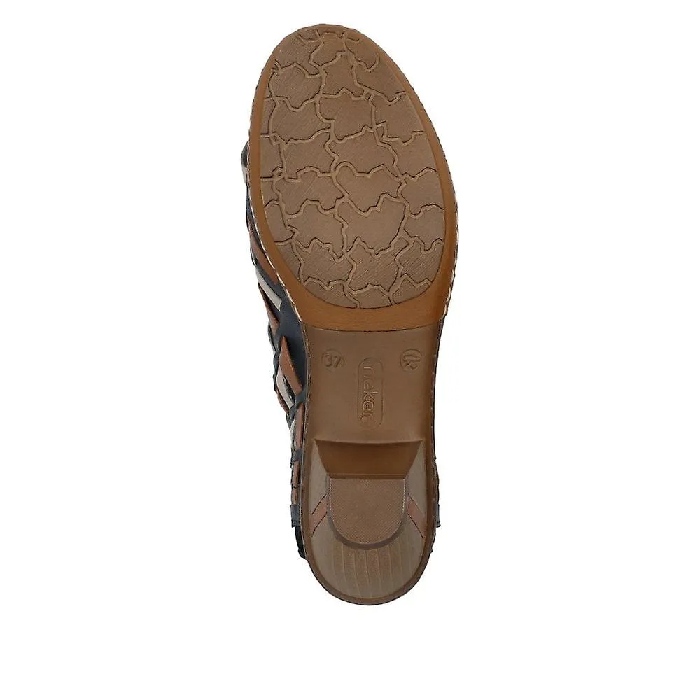 MUJER RIEKER 4677814 | SINA | AZUL/MARRóN | ZAPATOS DE VERANO SLING BACK PARA MUJER