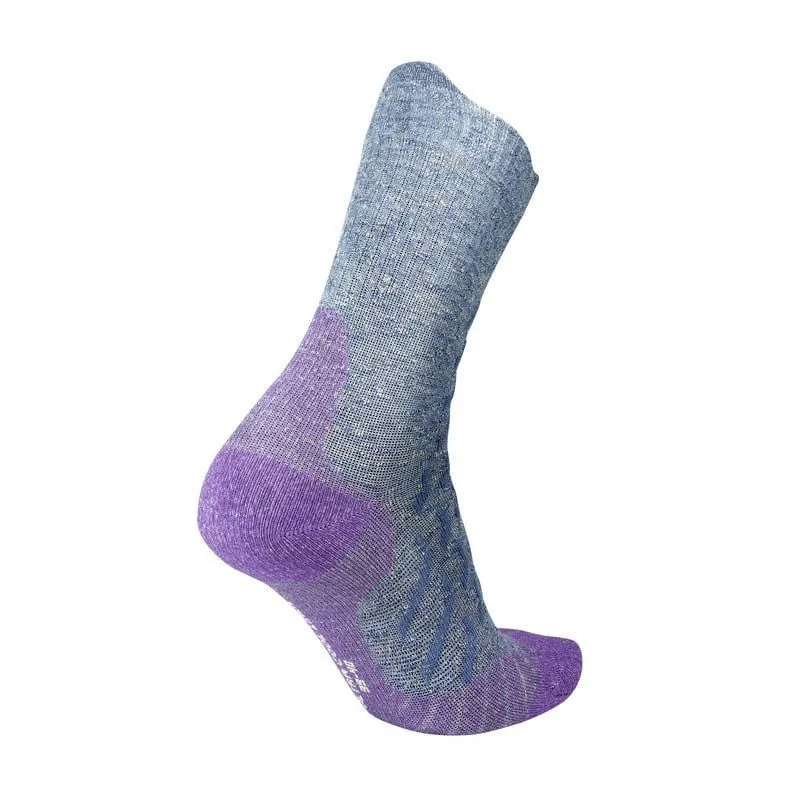 MUJERES THERMIC TREKKING ULTRACOOL LINEN CREW SOCKS (GERY / PURPLE)