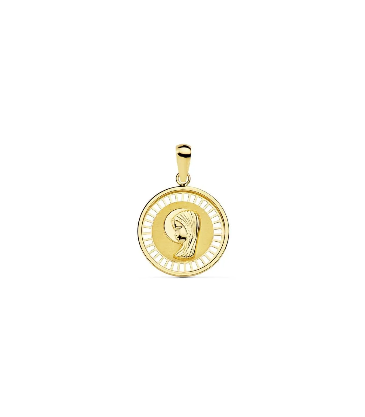Médaille Vierge 2 Ors 18 K Ajourée Géométrique 18mm