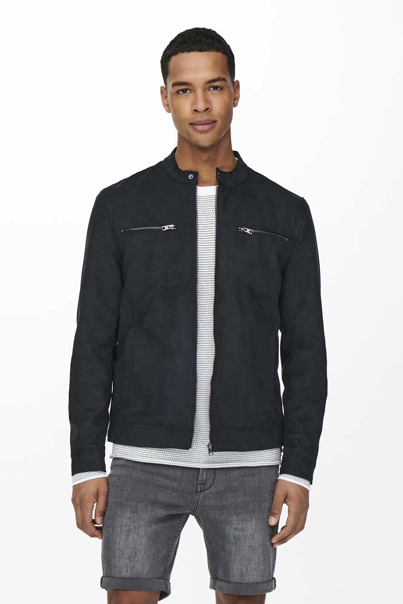 Only & Sons Chaqueta biker antelina