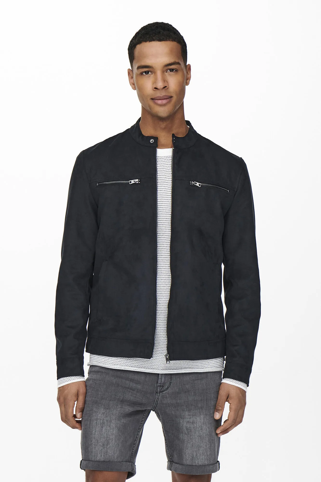 Only & Sons Chaqueta biker antelina