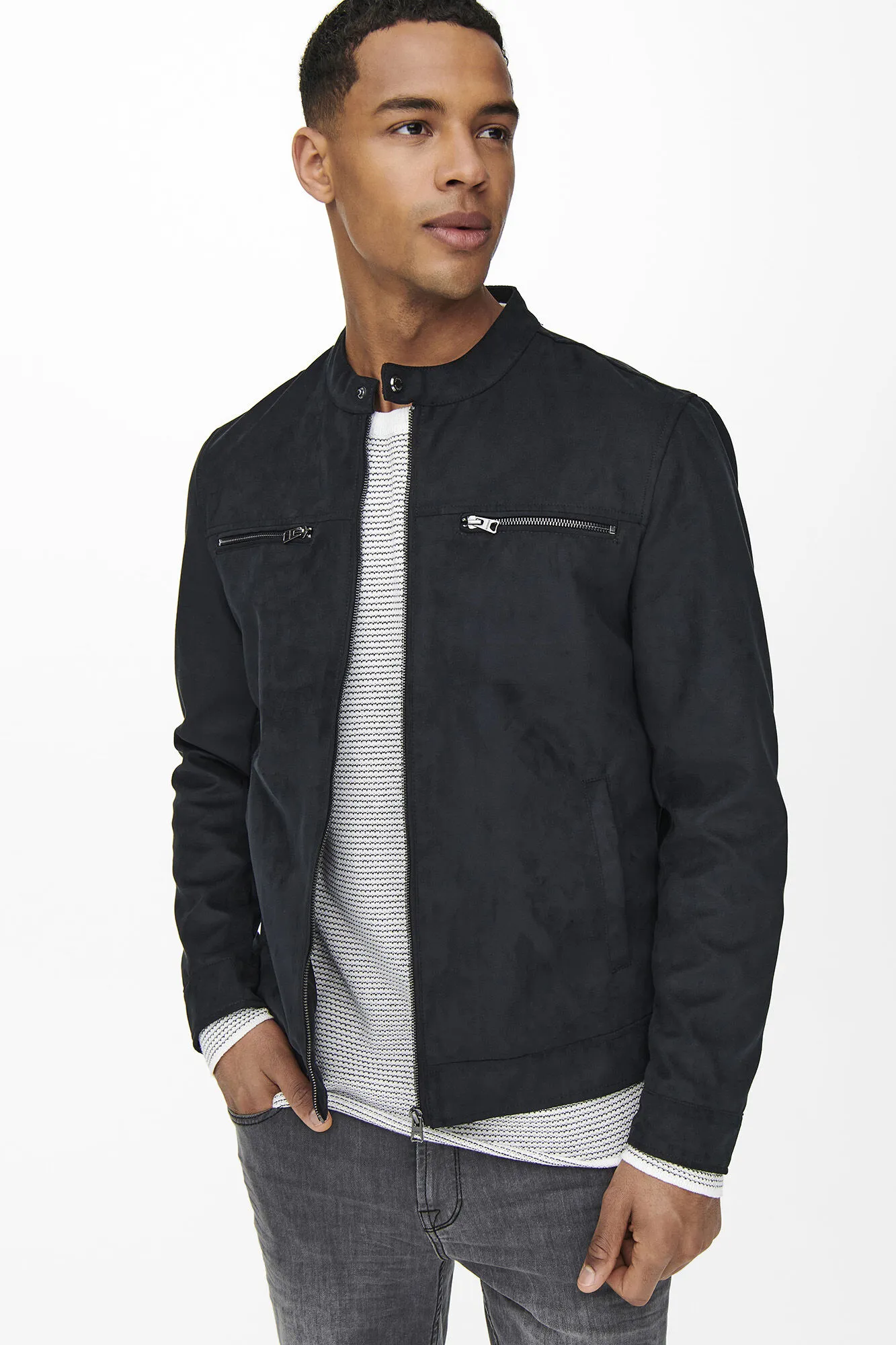 Only & Sons Chaqueta biker antelina