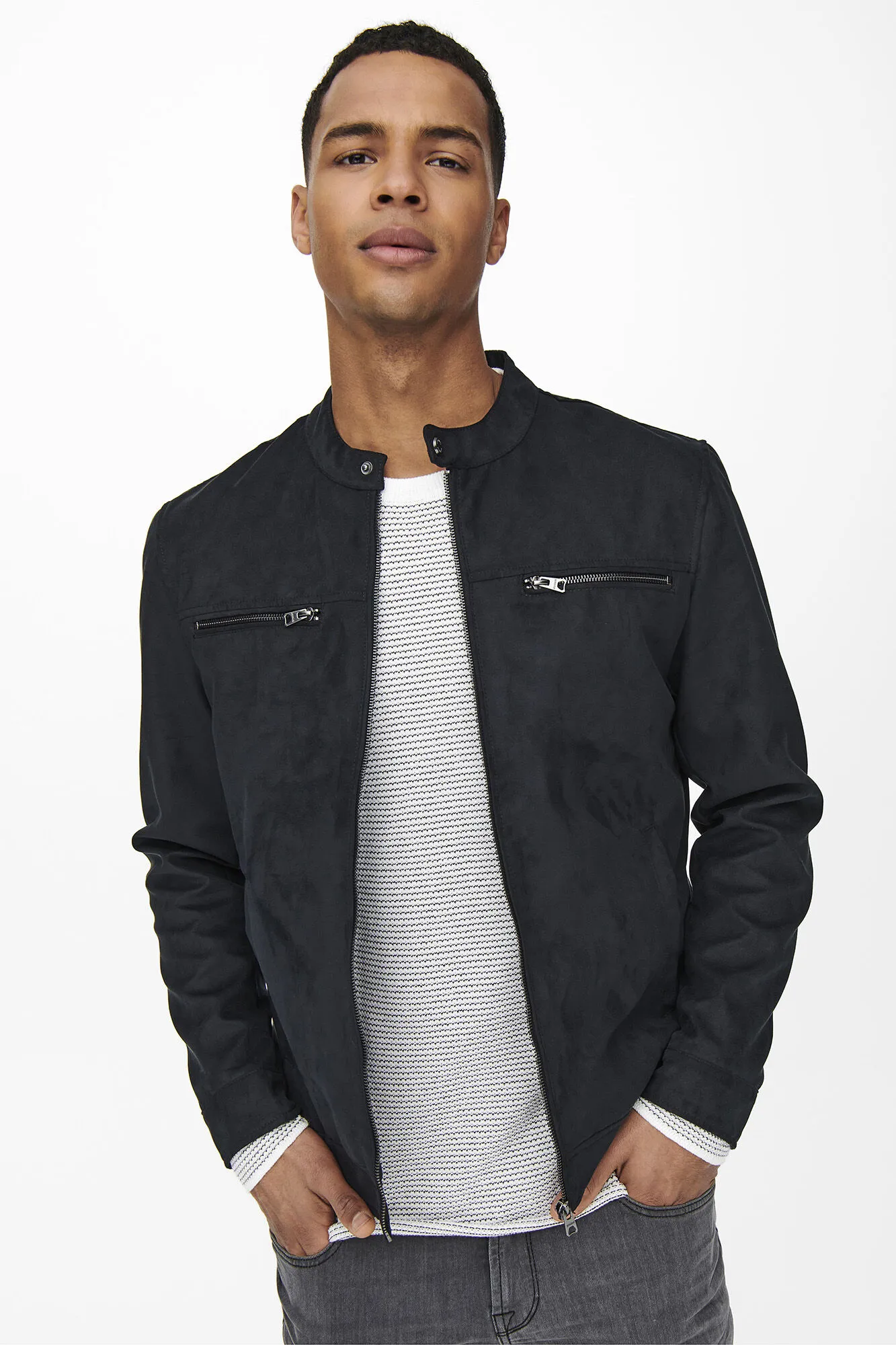 Only & Sons Chaqueta biker antelina