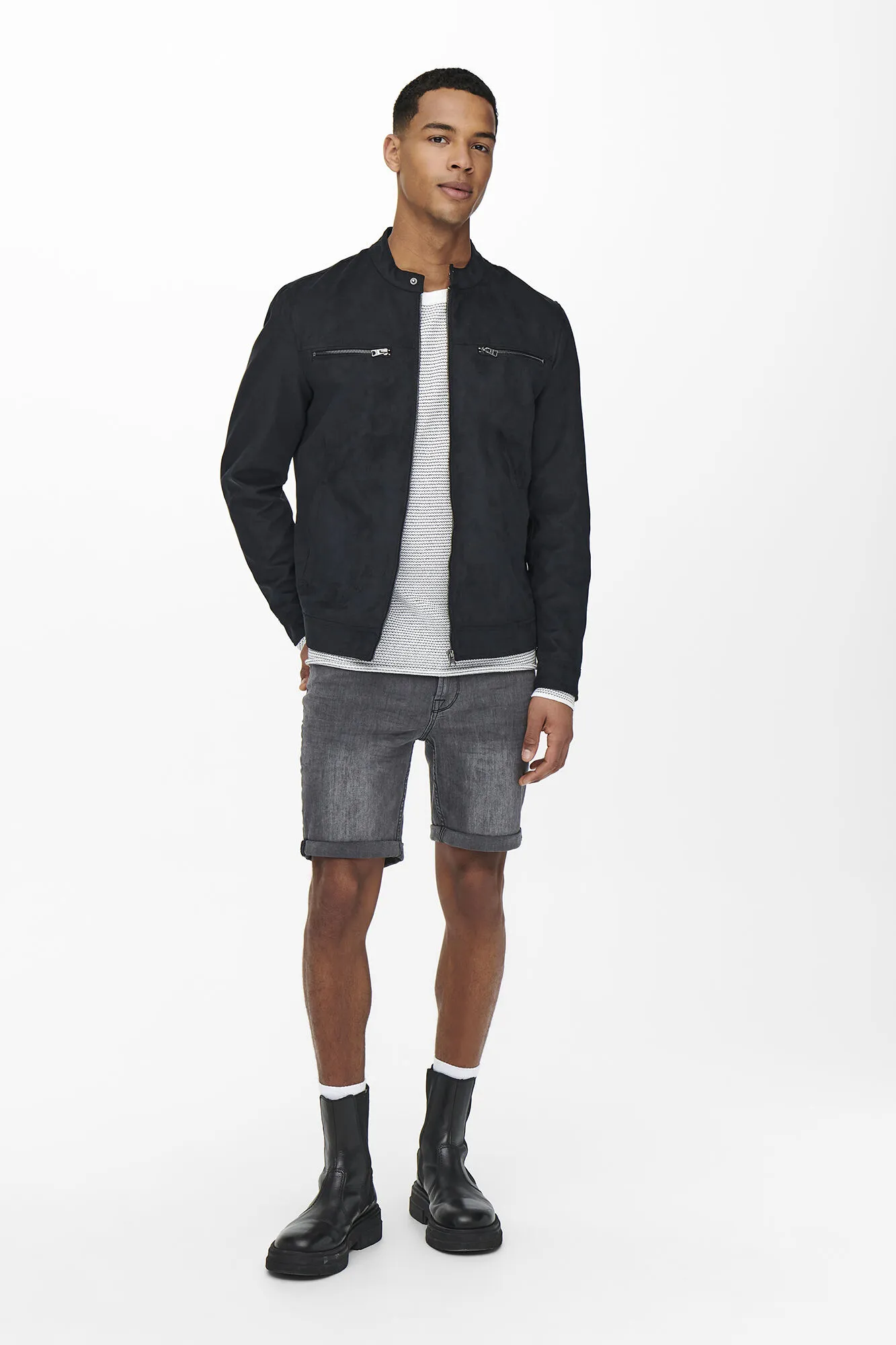 Only & Sons Chaqueta biker antelina