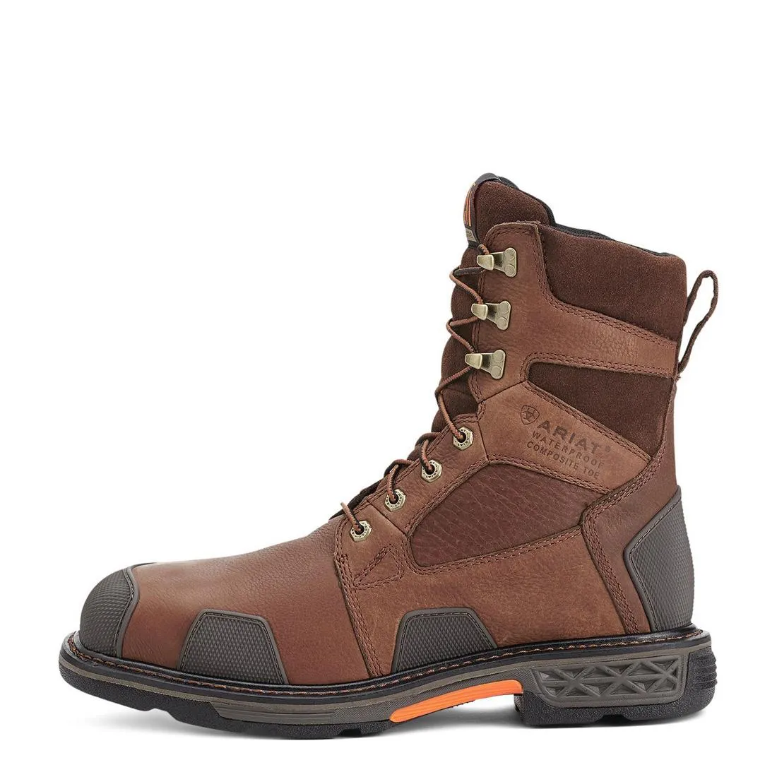 OVERDRIVE 8 INCH COMPOSITETOE WATERPROOF WIDE SQUARE TOE WORK BOOT CHESTNUT BROWN