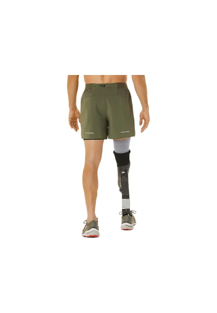 PANTALON ASICS ROAD 2N1 5IN SHORT COLOR: MANTLE GREEN/PERFORMANCE BLACK