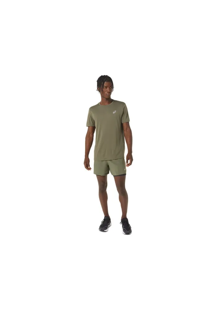 PANTALON ASICS ROAD 2N1 5IN SHORT COLOR: MANTLE GREEN/PERFORMANCE BLACK