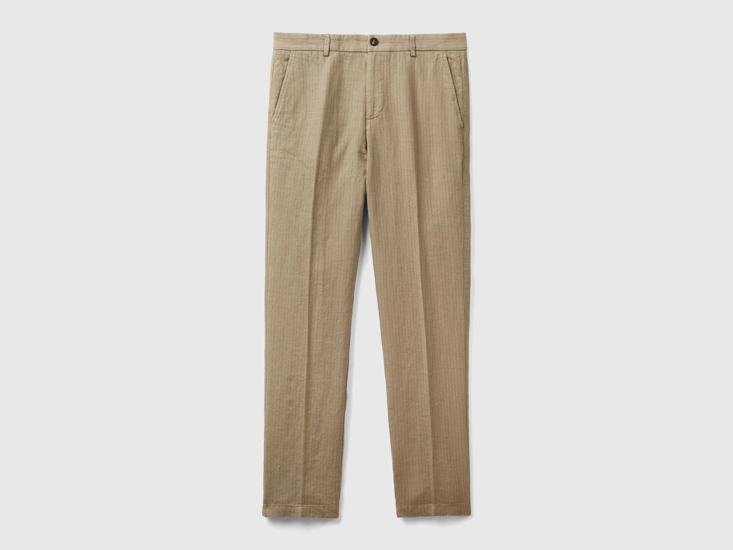 Pantalones chinos a rayas en mezcla de lino