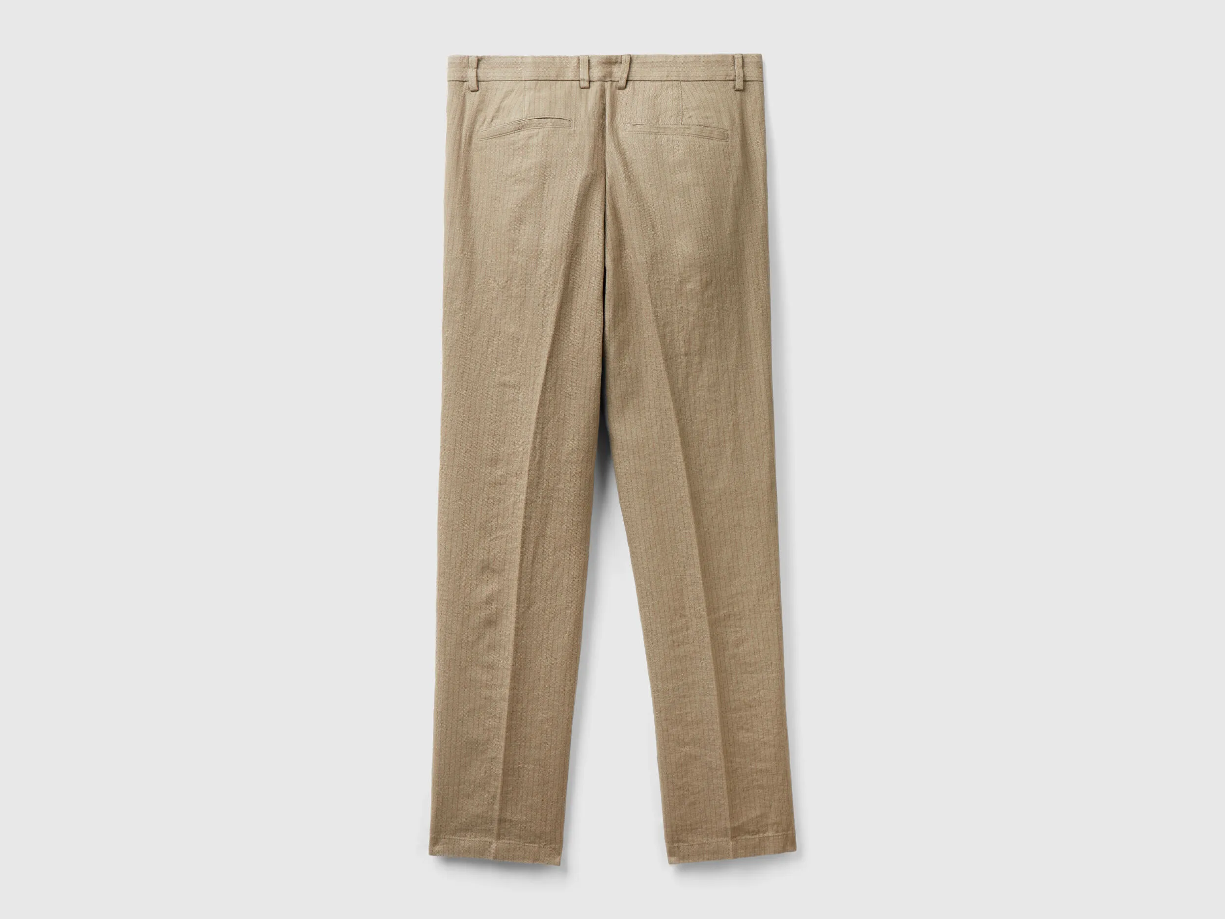 Pantalones chinos a rayas en mezcla de lino