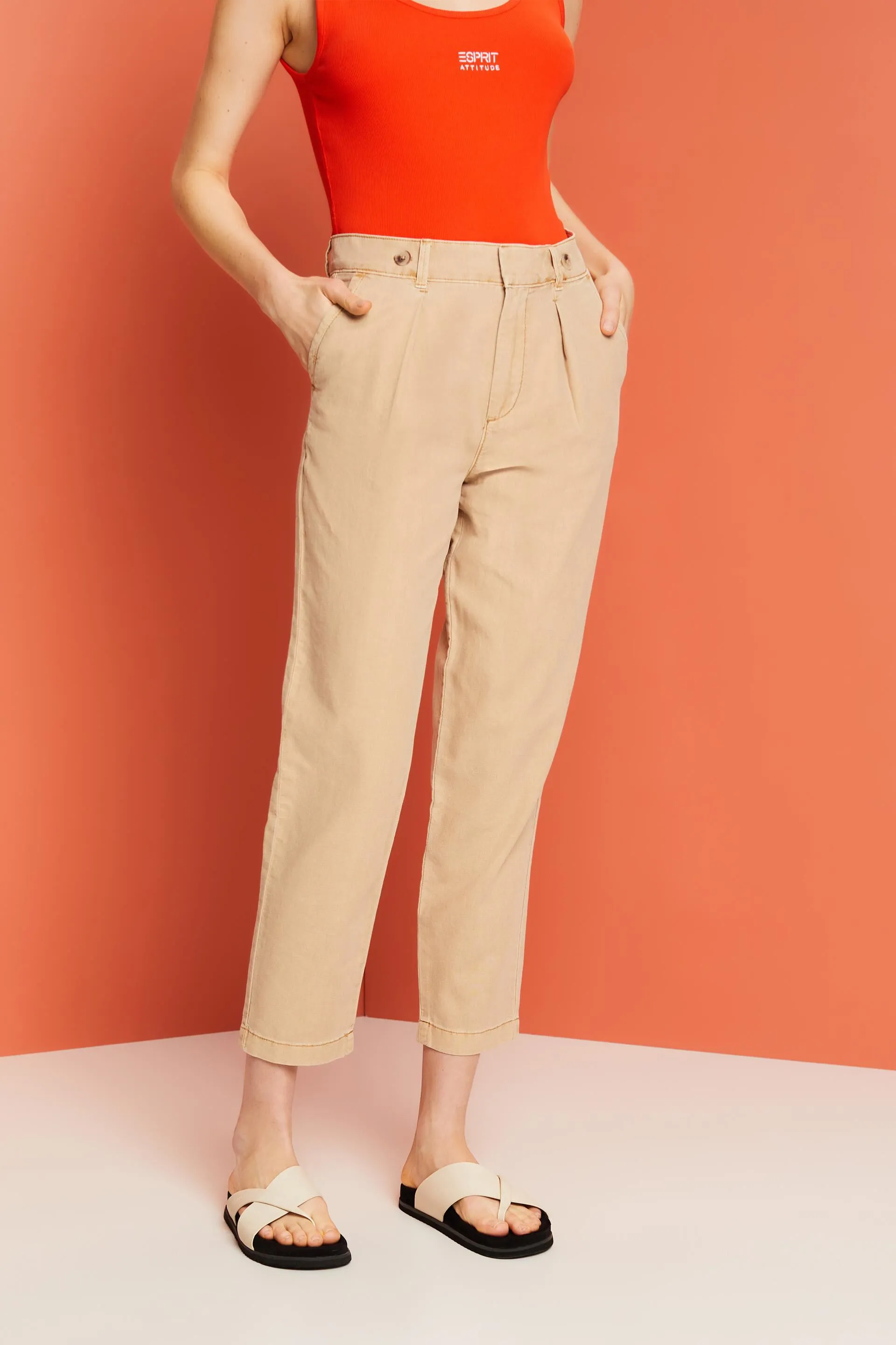 Pantalones chinos de mezcla de lino