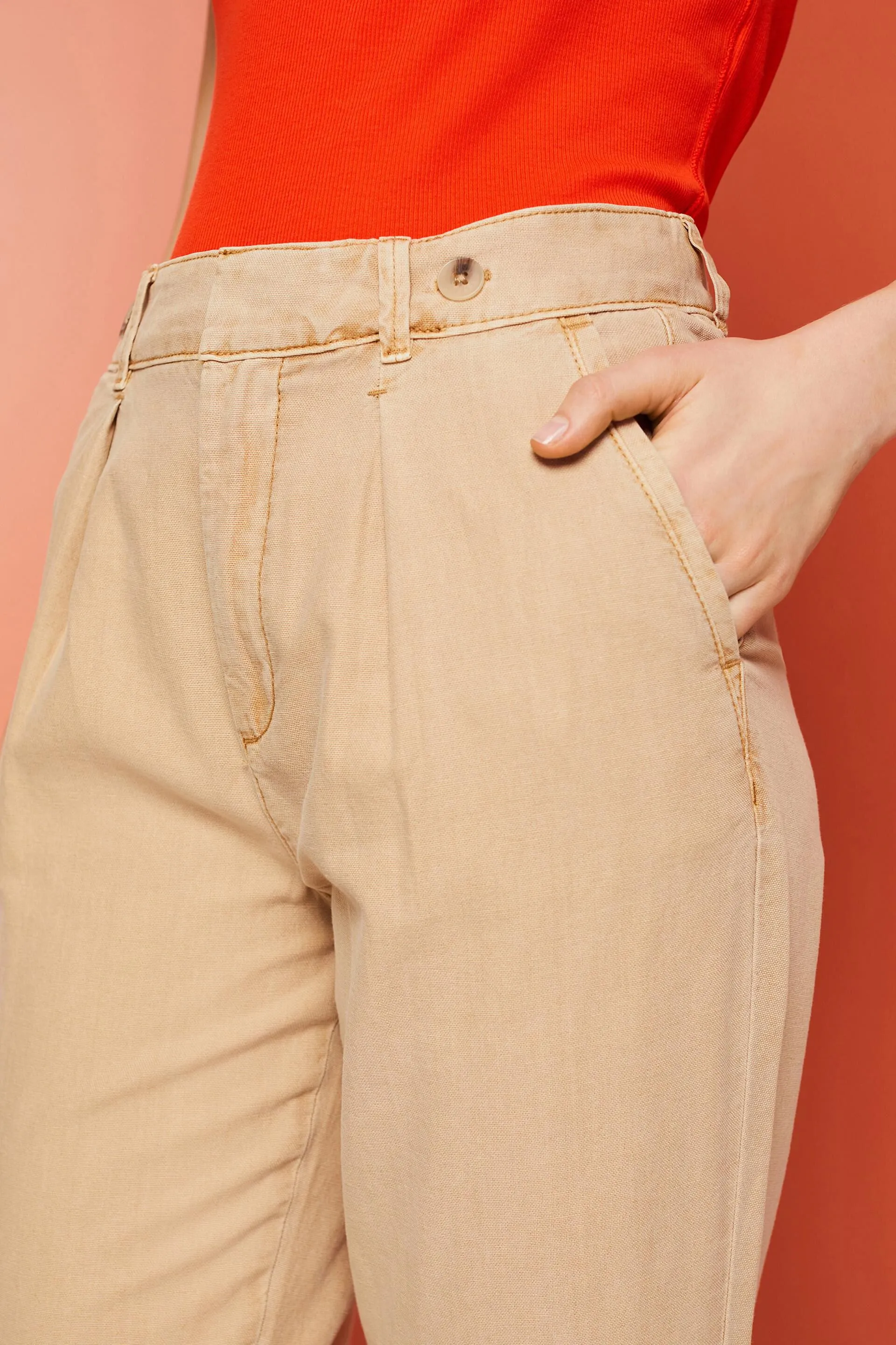 Pantalones chinos de mezcla de lino
