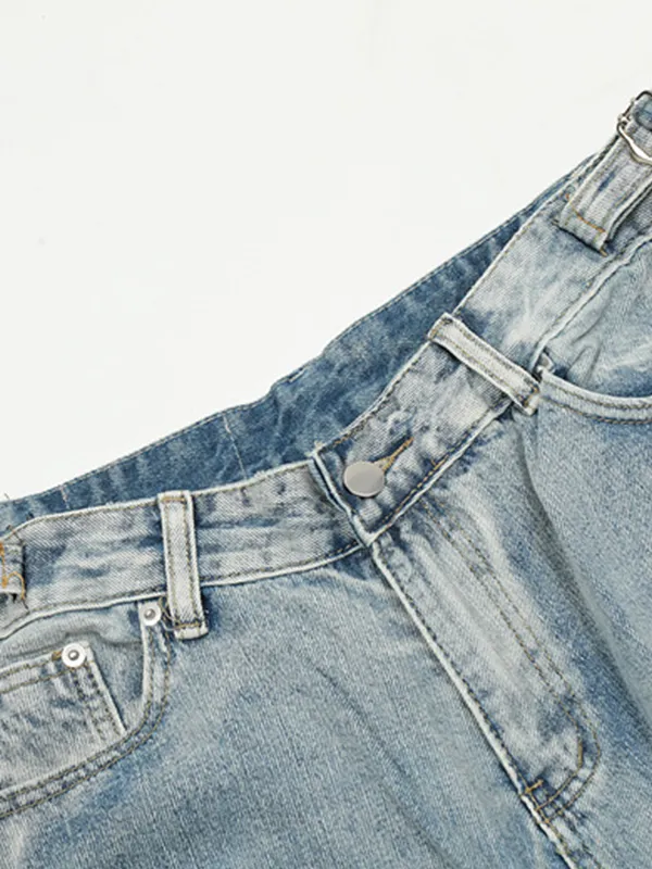 Pantalones cortos de mezclilla casuales rasgados retro americanos
