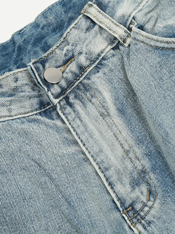 Pantalones cortos de mezclilla casuales rasgados retro americanos