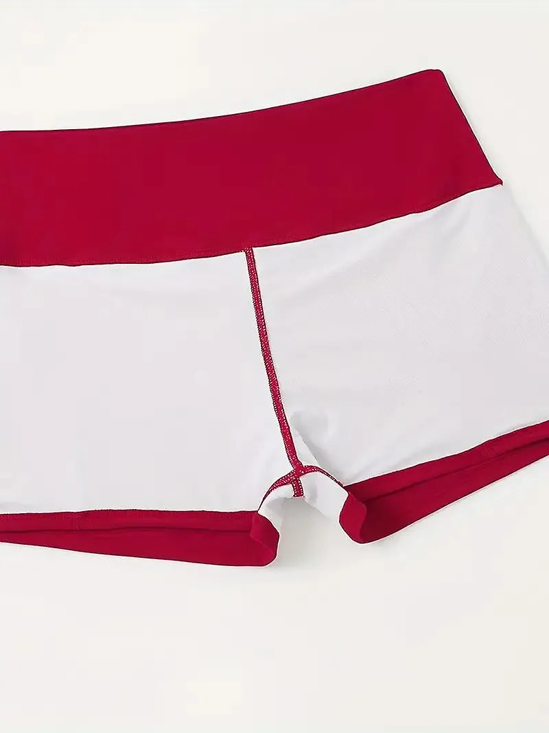 Pantalones de baño básicos de talla grande, pantalones cortos de traje de baño de gran altura para mujer plus con bolsillos