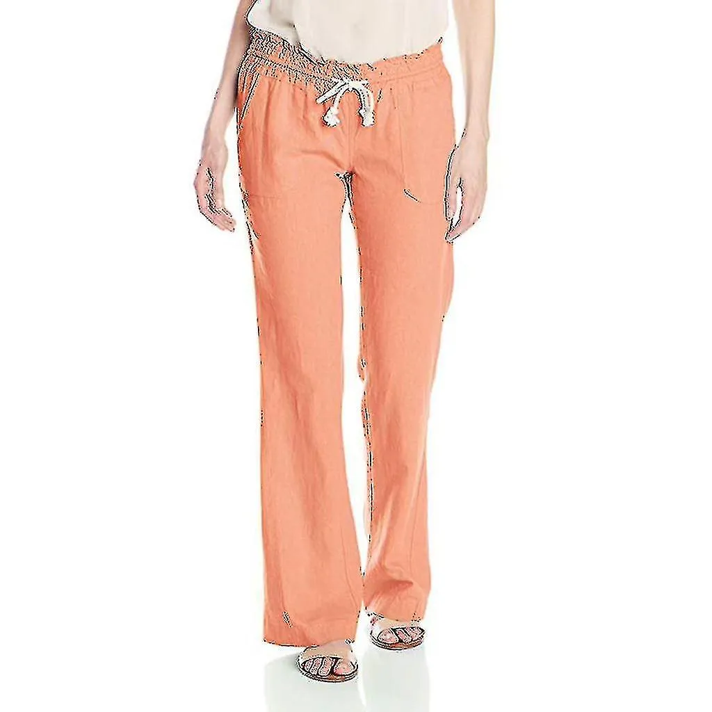 Pantalones de lino de algodón para mujer Pantalón de playa