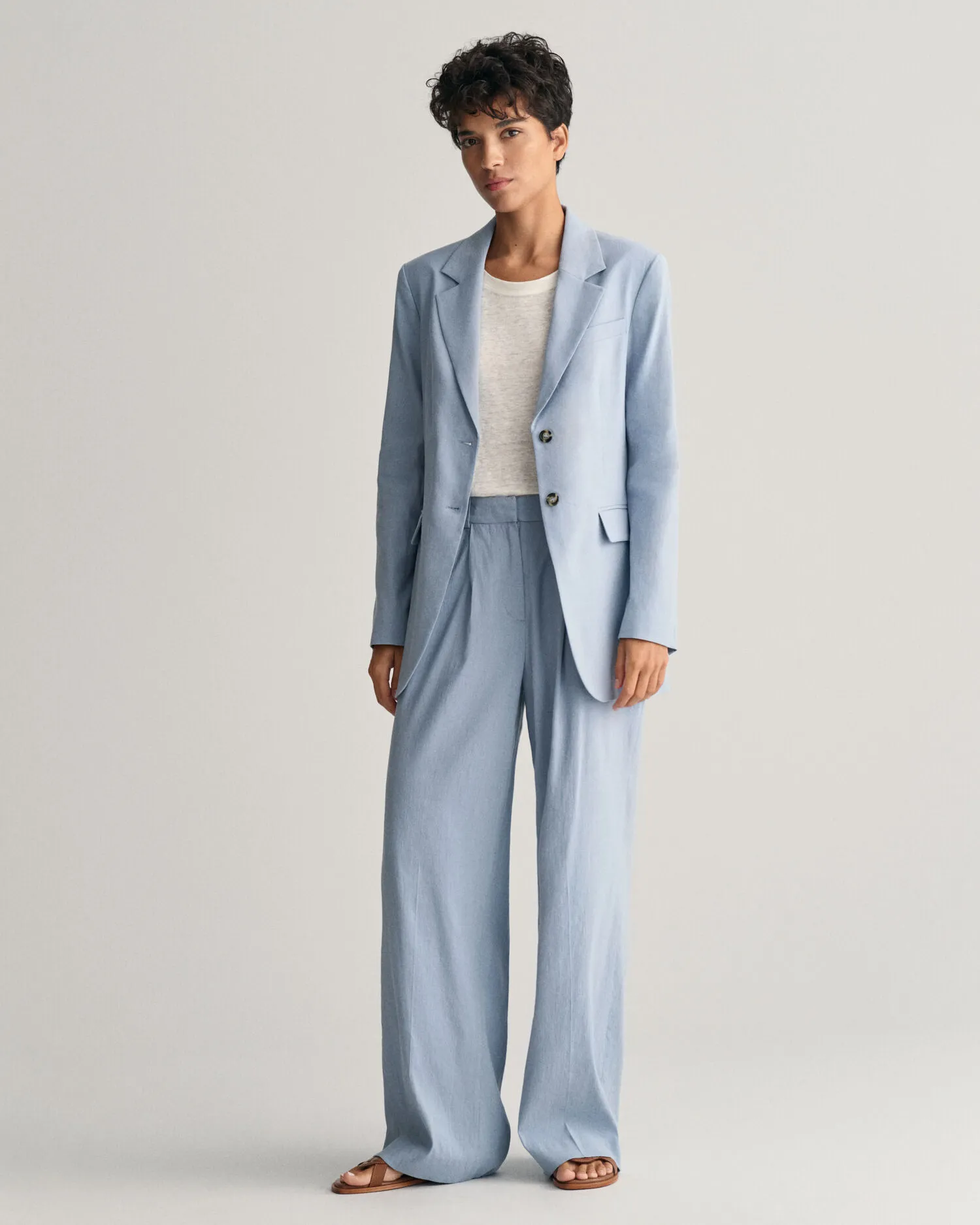 Pantalones de vestir Regular Fit en lino elástico