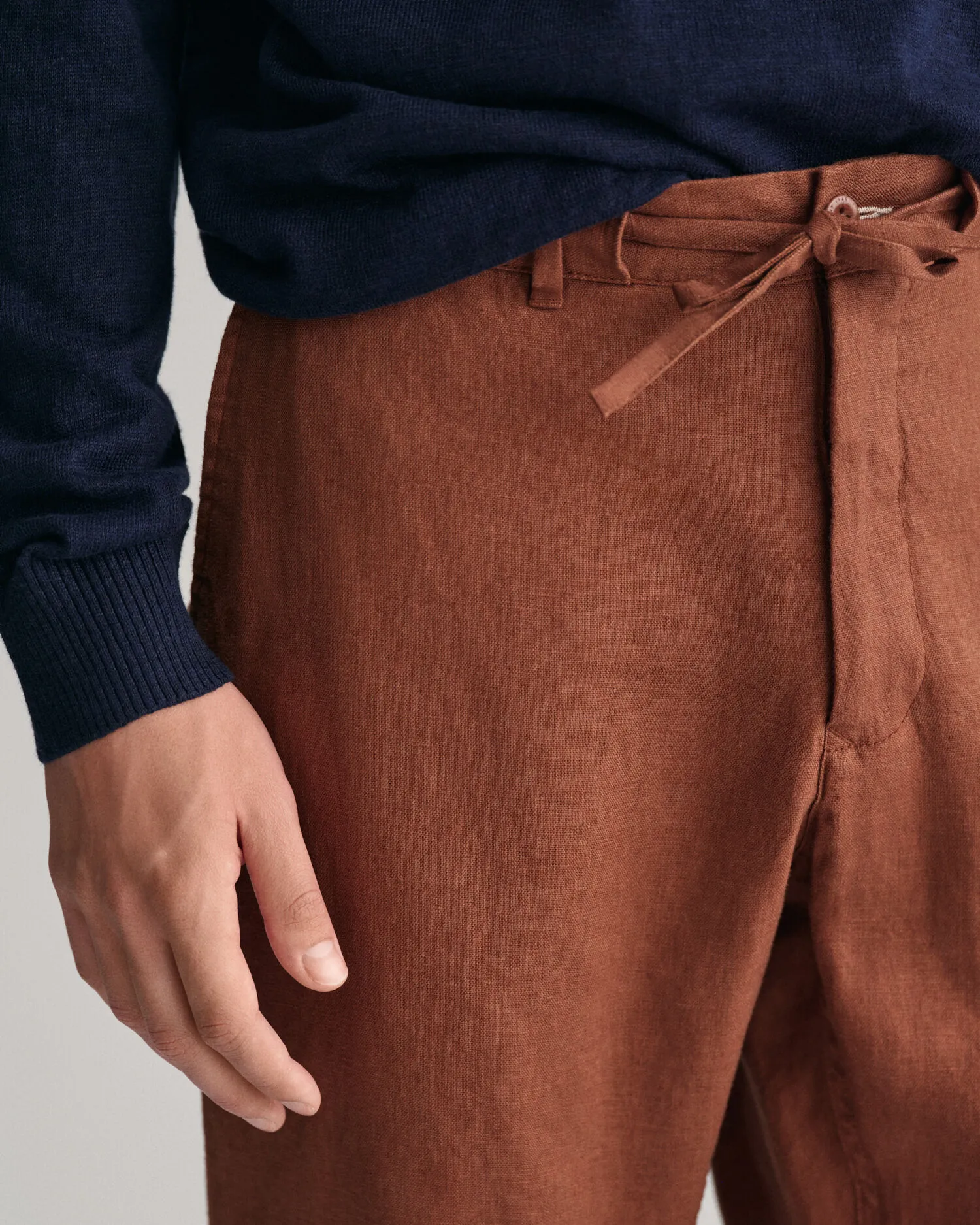 Pantalones Relaxed Fit de lino con cordón ajustable