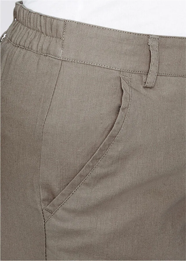 Pantalones sueltos con mezcla de lino taupe