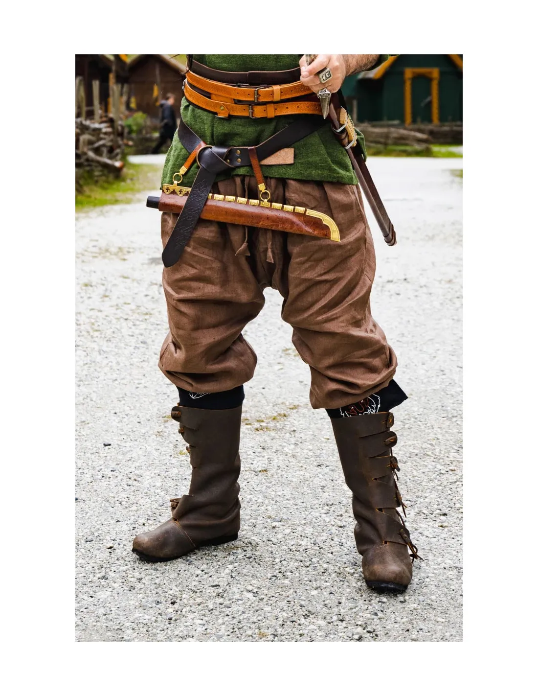 Pantalones vikingos lino Wodan, marrón