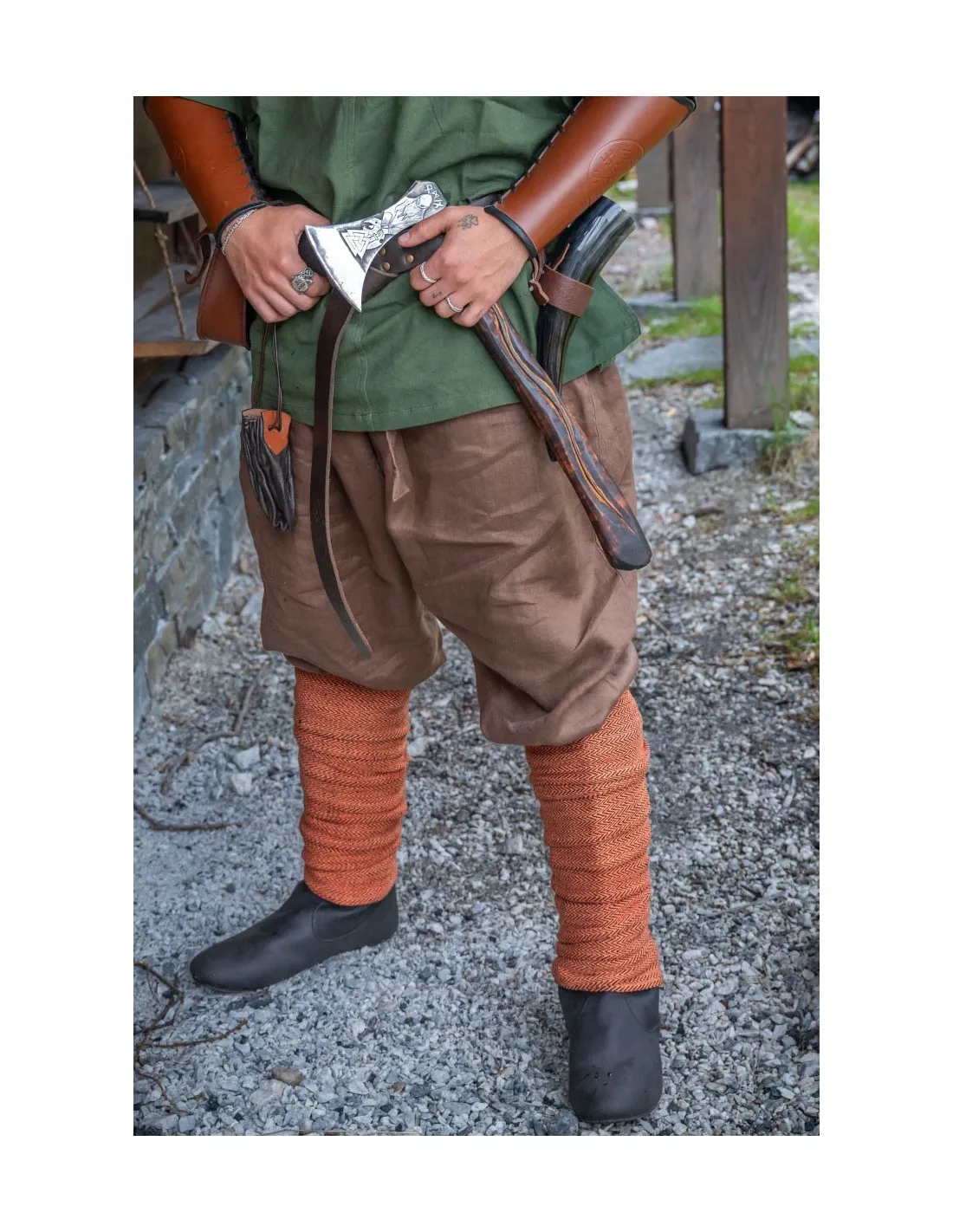 Pantalones vikingos lino Wodan, marrón