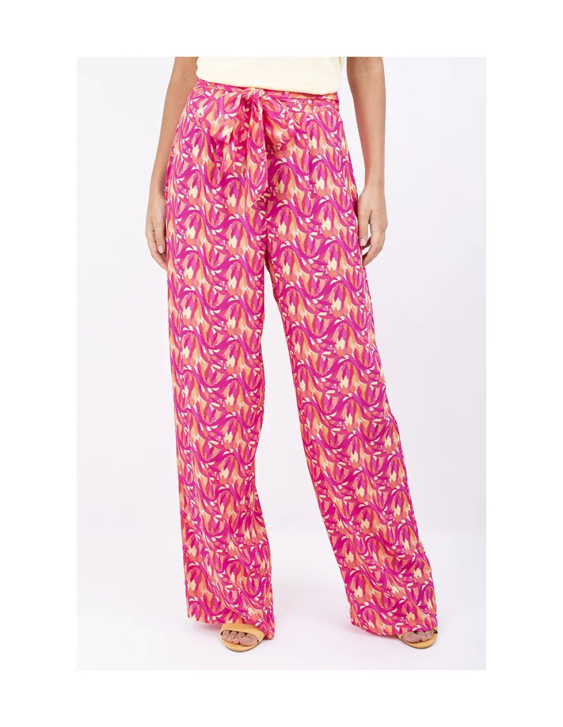 Pantalón Ancho Rosa Estampado De 3 Colores