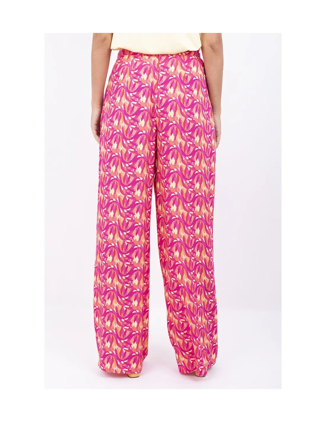 Pantalón Ancho Rosa Estampado De 3 Colores