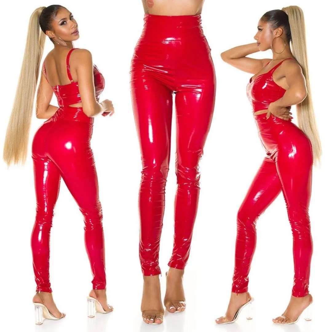 Pantalón Latex cintura alta Rojo