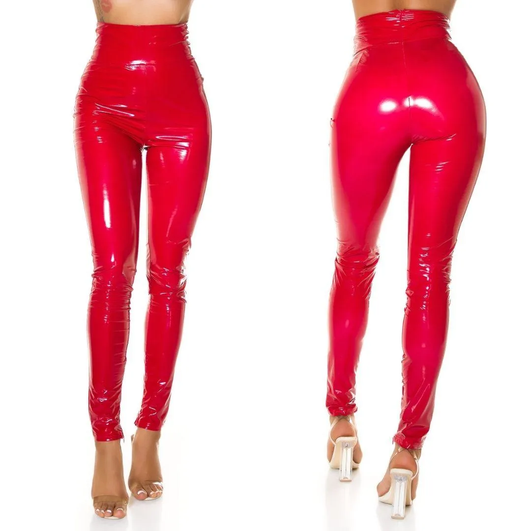 Pantalón Latex cintura alta Rojo