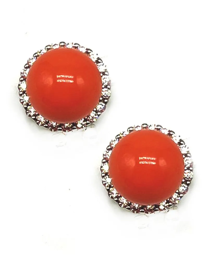 PENDIENTES CORAL DE PLATA PEQUEÑOS ELEGANTE DISEÑO CLASICO